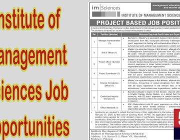 job alert today, institute of Management Sciences Job Opportunities