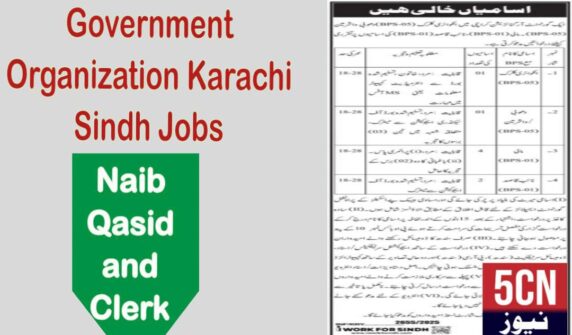 Job alert today, Government Organization Karachi Sindh Jobs 2025