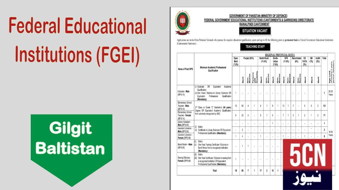 Govt Jobs 2025 , Federal Educational Institutions (FGEI) 