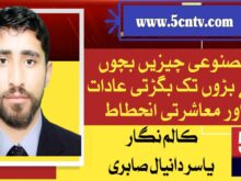 مصنوعی چیزیں، بچوں سے بڑوں تک بگڑتی عادات اور معاشرتی انحطاط، یاسر دانیال صابری 1 urdu news, Artificial Products, Changing Habits, and Social Decline