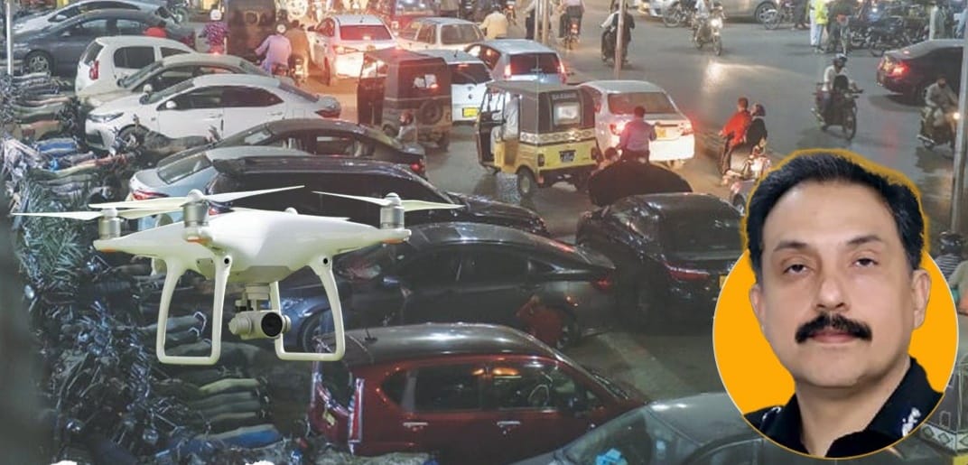 کراچی میں نوپارکنگ میں گاڑیوں کو ڈرونز اور اسکینرز سے ای چالان کئے جائیں گے۔ ڈی آئی جی ٹریفک کا اعلان 1 urdu news update, E-Challans No-Parking Violation