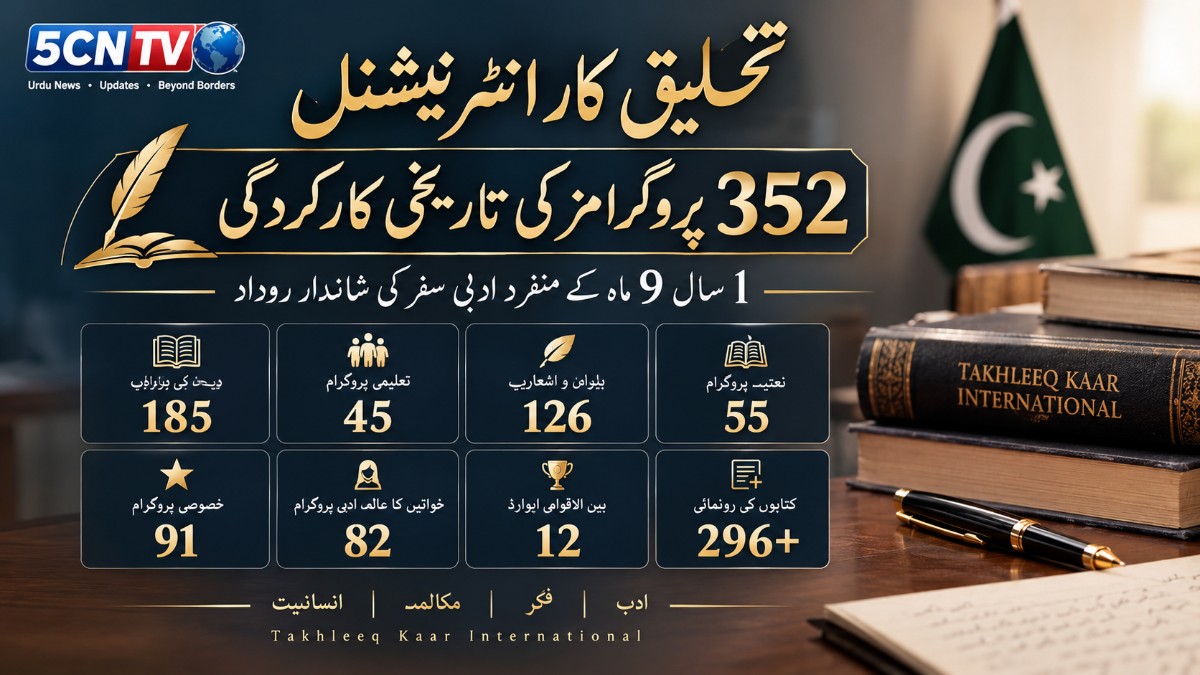 تخلیق کار انٹرنیشنل. 352 پروگرامز کی تاریخی کارکردگی - 1 سال 9 ماہ کے منفرد ادبی سفر کی شاندار روداد 1 Takhleeq Kar International